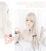RyuuCos Lolita Langes Lockiges Haar mit Geraden Weißen und mit Weißem und Goldenem Akzent Hitze Perfekt für und Schule und Kulturelle Perücke, Pony, Gold, Farbe,