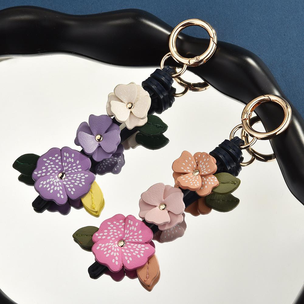Style Leather Bag Charm With Floral Plant Pattern For Winter Fashion Accessories