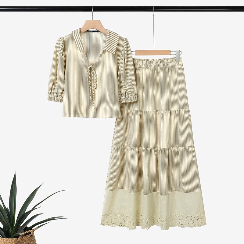 

ZANZEA Женский летний комплект из двух частей: блузка с коротким рукавом и длинные юбки L абрикосовый