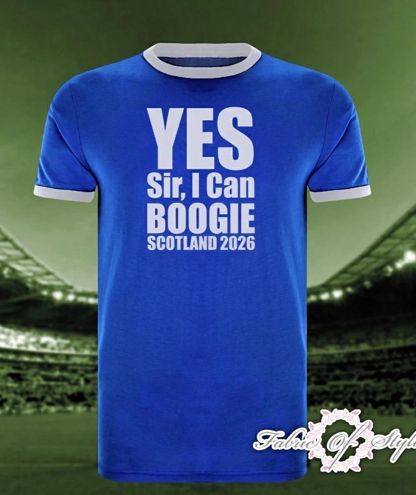 YES Sir, I can BOOGIE! SCOTTISH Flag Scotland T- Shirt Ringer Royal Blue 2026 3XL
