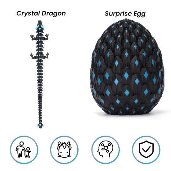 3D Printed Dragon Egg Figurine Movable Joints Luminous Loong Figure Fidget Toy Dragon Egg with Articulated Dragon Inside Decoration Ornament