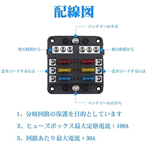 ADPOW 6 Way Circuit Car Boat Fuse Box Holder Waterproof LED Warning Light Kit with ATO ATC Block Fuse Blade Fuses 5A 10A 15A 20A for Automotive B