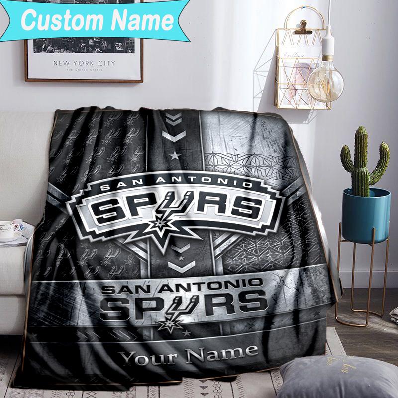 Custom Name Blanket Antonio Spurs Logo Blanket Bedding Blanket for Travel, Camping, Living Rooms, Offices, Sofas, Fan Christmas gift