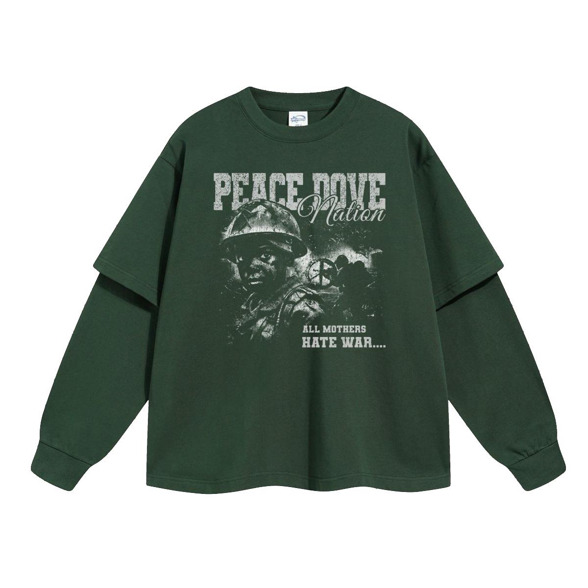 

Осенняя мужская футболка oversize с длинными рукавами и принтом American Street Trend 2024 года X-Large лес зеленый