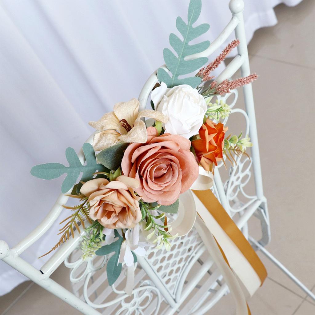 Wedding Aisle Pew Flowers Artificial Elegant Rose Flowers Chair Decorations for Special Events