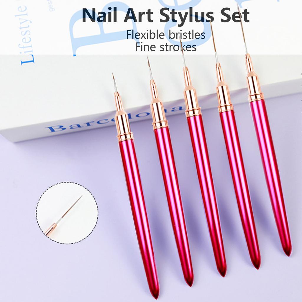 5Pcs Liner Brush for Nails Nail Arts Brushes Professional Nail Detail Brush