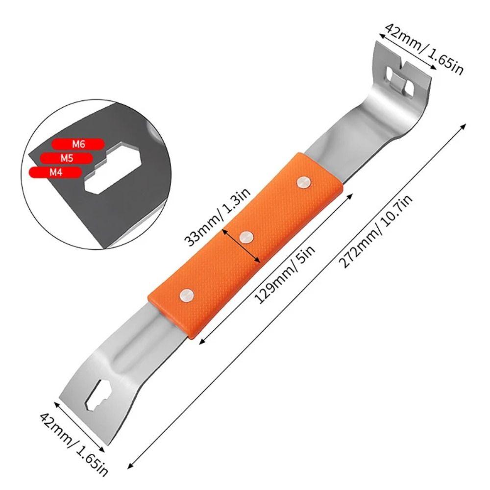 Stainless Steel Pry Bar Rubber Handle Angle Head Nail Puller Multifunctional Nut Bar  Woodworking