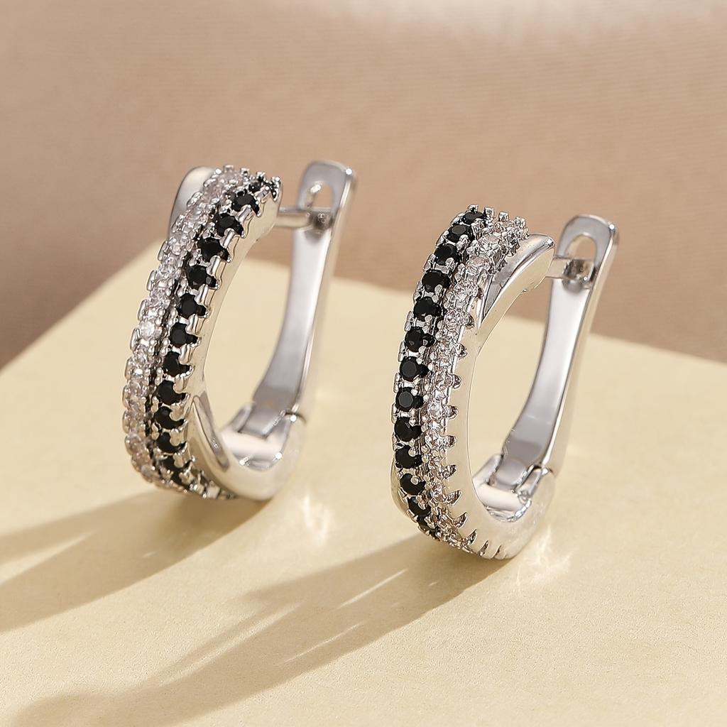 Trendy Kristall Ohrringe Für Frauen Schwarz Und Weiß Zirkon Mode Champagner Gold Farbe Ohrringe Hochzeit Schmuck Geschenke