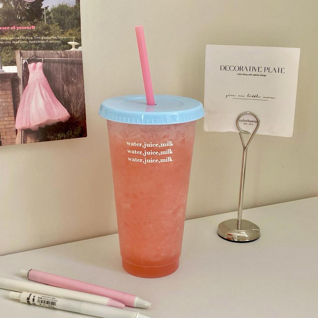 2025 Summer Recyclable Travel Mug with Straw - Large Capacity Plastic Cup