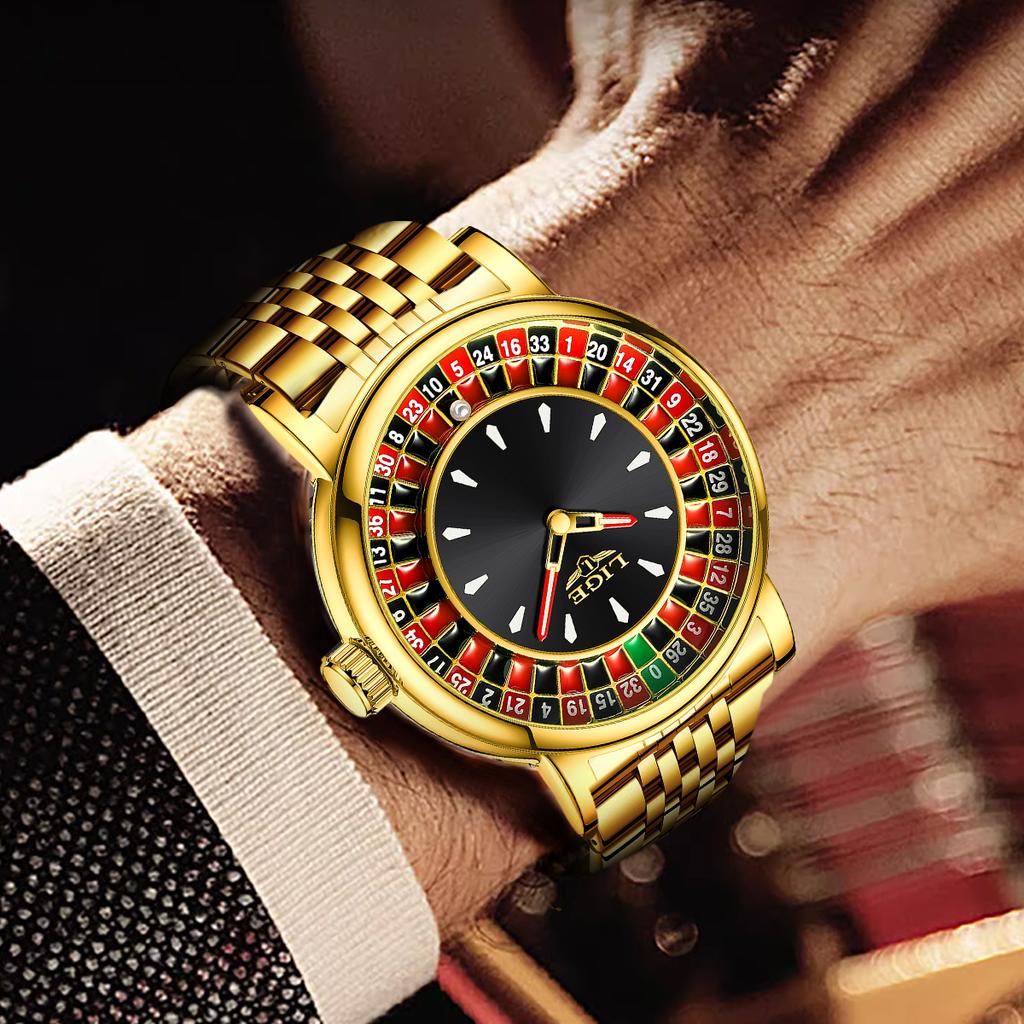 Luxus Herrenuhren Roulette Spiel Zifferblatt Mode Herrenuhr Wasserdicht Leuchtende Quarz Armbanduhren