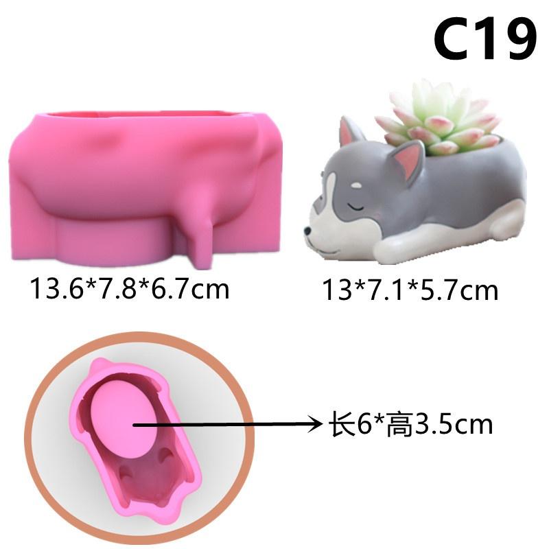 1Pc Silicone Mold Cute Cat Dog Flower Pot Succulent DIY Making Resin Concrete Vase Cactus Candle Silicone Mold Home Decor Tool