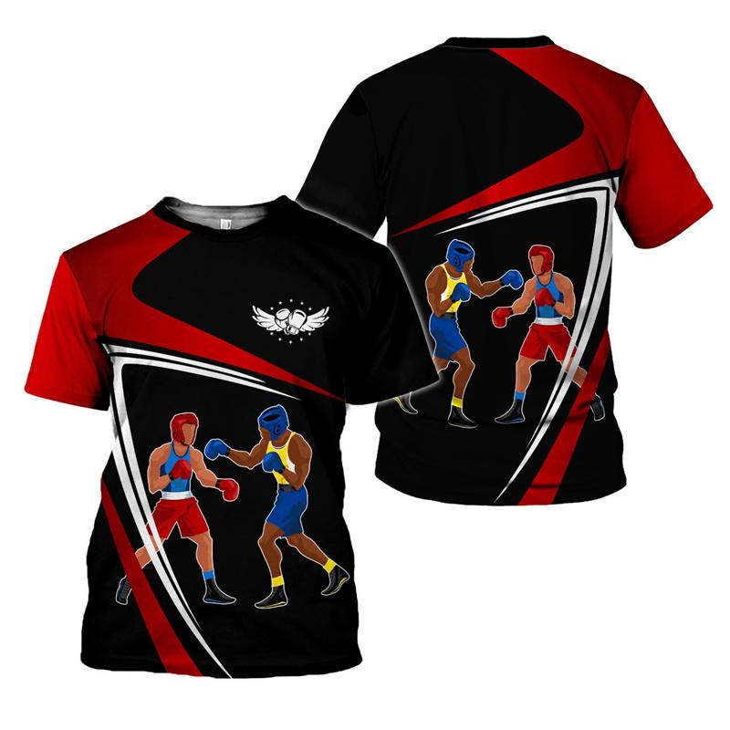 Moda 3d Impresso Boxe T Camisa Das Mulheres Dos Homens Legal Esportes Boxe Camiseta Solta Manga Curta Topos Tripulação Pescoço Oversized Camiseta