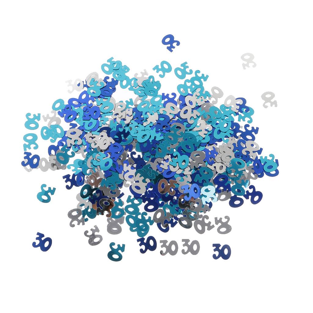 

Опрыскивает разброс юбилейных букв с днем ​​рождения, стол, конфетти, украшение для вечеринки 30