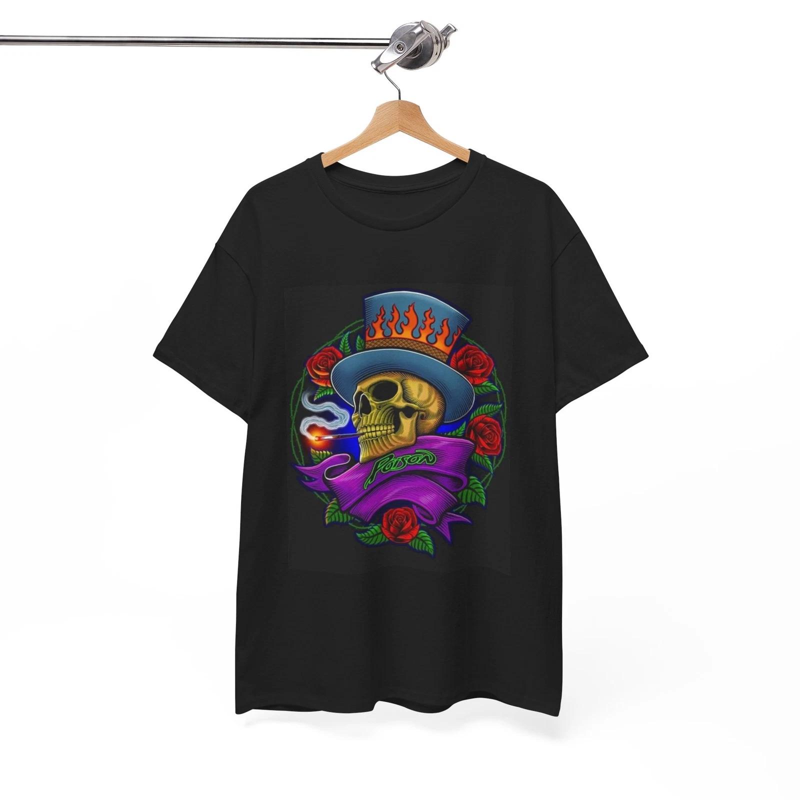 Poison Tshirt Retro Rock Band Merch graphic Unisex Heavy Cotton Tee M