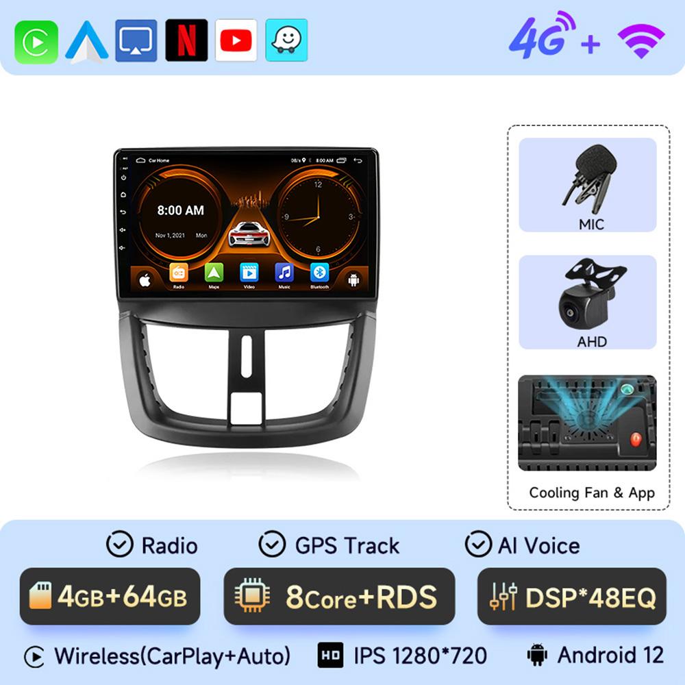 JIUYIN Car Radio For Peugeot 207 207CC 2006 - 2015 Wireless CarPlay Android Auto Car Intelligent Systems No 2 Din 2din DVD