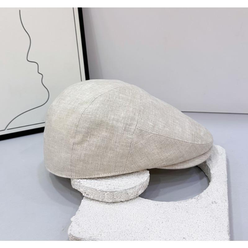 100% linen summer old money retro casual forward hat solid color light and breathable adjustable to show a small face