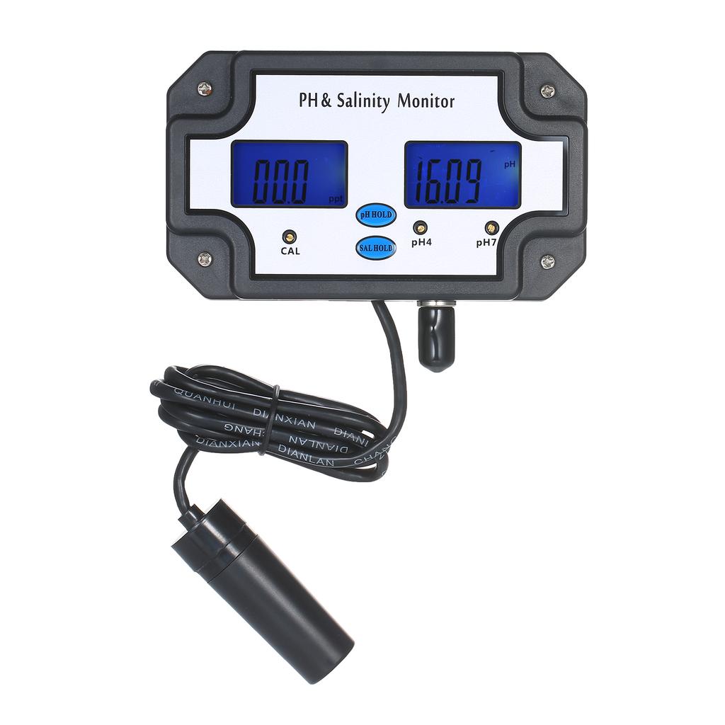 PH/Salinity Meter Detester Quality Water Ανιχνευτής PH & Salinity Monitor 2 σε 1 Ανάλυση ποιότητας νερού