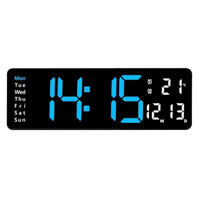 13-Inch Minimalist Wall/Table Clock with Large Digital Display, Multiple Alarms & Multifunction Features - Model 6629