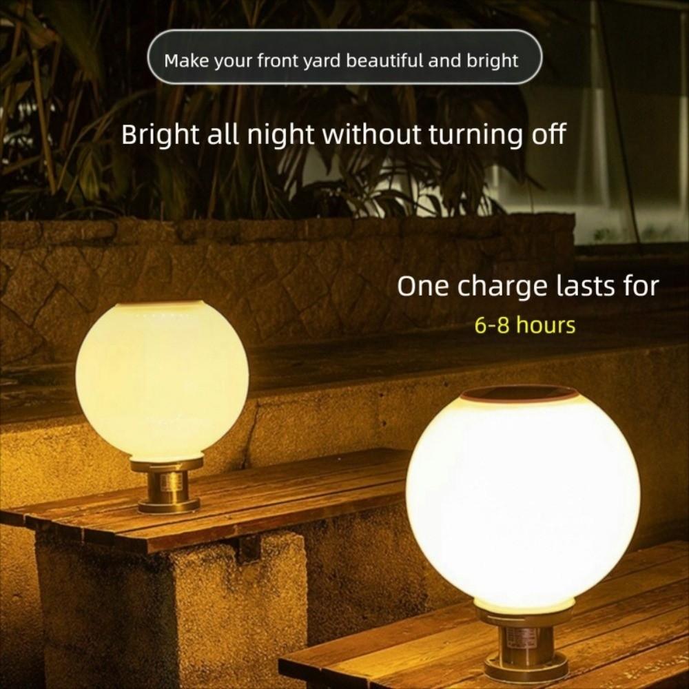 Stainless Steel Pillar Lamp Waterproof Solar Post Lamp LED Round Ball  For Garden Villa Pillar