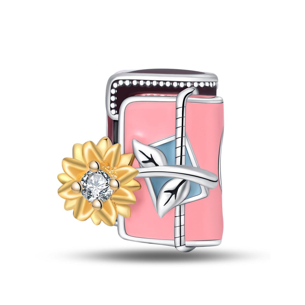 S925 Silver  Graduation Book Charm Bead Bracelet Jewelry Accessory
