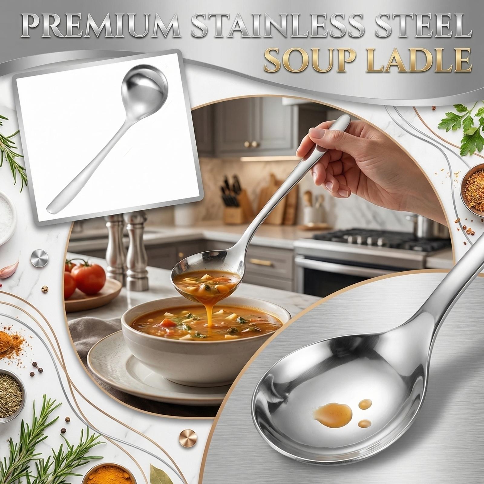 Stainless Steel Thick Head Spoon, Household Long Handled Spoon One Size серебряный
