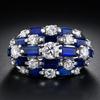 Fashion Women Promise Rings for Engagement Wedding Party Luxury Inlaid Brilliant Blue/White CZ 2022 Modern Trend Jewelry