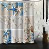 1 st Duschdraperi med havstema, Dekorativt badrumsdraperi i tyg med snäckor och sjöstjärnor, Badrumstillbehör Dekoration