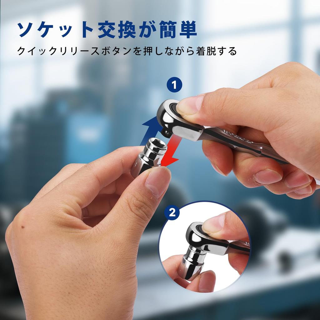 WORKPRO Ratchet Slim Ratchet Easy Rotation Direction Quick Release Compact Design for Tightening and Loosening and Car Machine and DIY Handle, Wrench,