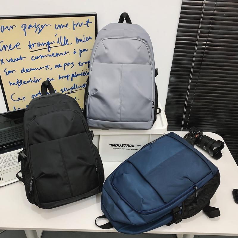 Men's Outdoor Backpack Solid Color Women Large Capacity Backpack Student School Bag