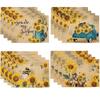 4/6/8Pcs Sunflower Dwarf Print Placemats Vintage Rural Style Decoration Linen Heat-Resistant Waterproof Western KitchenTableMats