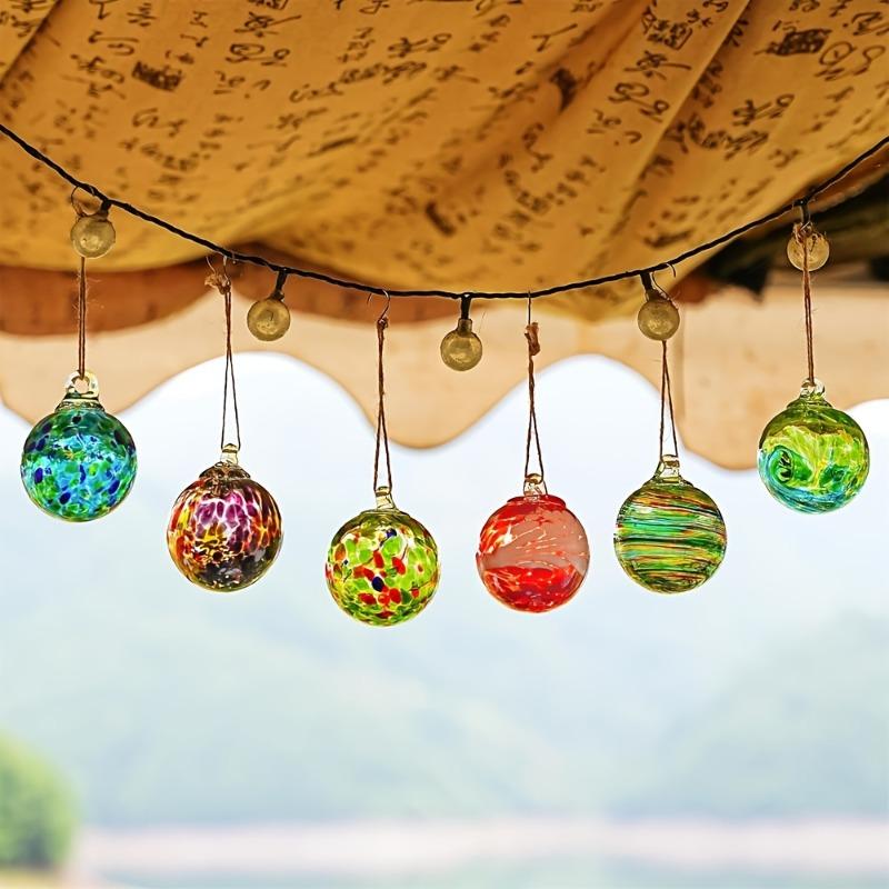 6pcs Christmas Ball Hand-Blown Glass Ornaments Balls Glass Ornaments Hanging Friendship Ball Glass Witches Balls Gazing Balls