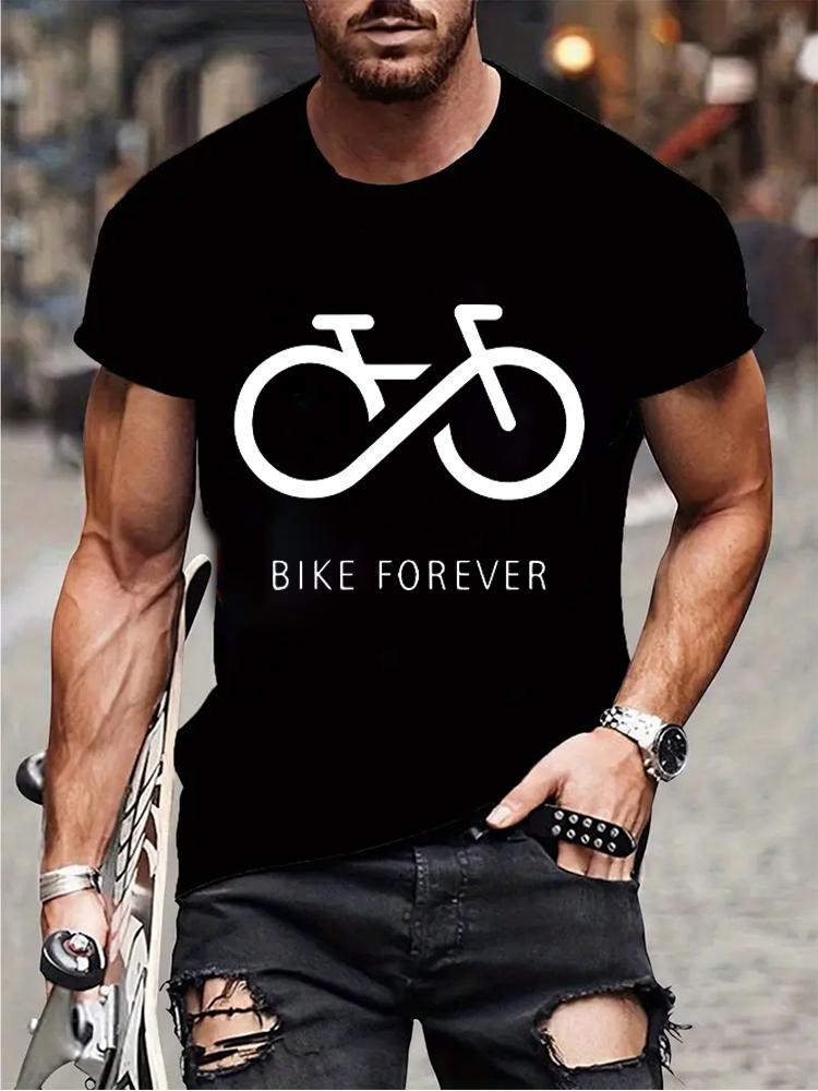 

Bike Forever Funny Basic T-Shirt for Men Fashion Casual Clothing Crewneck Short Sleeve Breathable Tshirt Hip Hop Streetwear Tees 5XL різнокольоровий