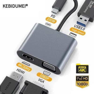 4K Typ C zu HDMI-kompatibel USB C 3,0 VGA PD Adapter Dock Hub für Macbook Samsung S20 dex für Huawei Xiaomi