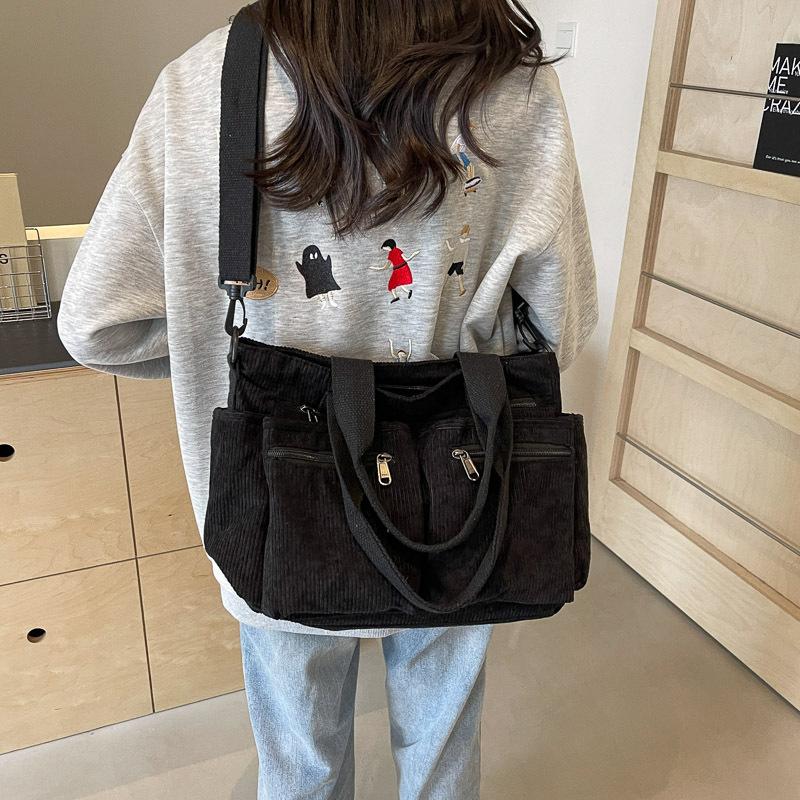 Casual Corduroy Shoulder Bag Large Capacity Commuting Crossbody Bag Female Korean Simple Tote Bag For Women Gifts