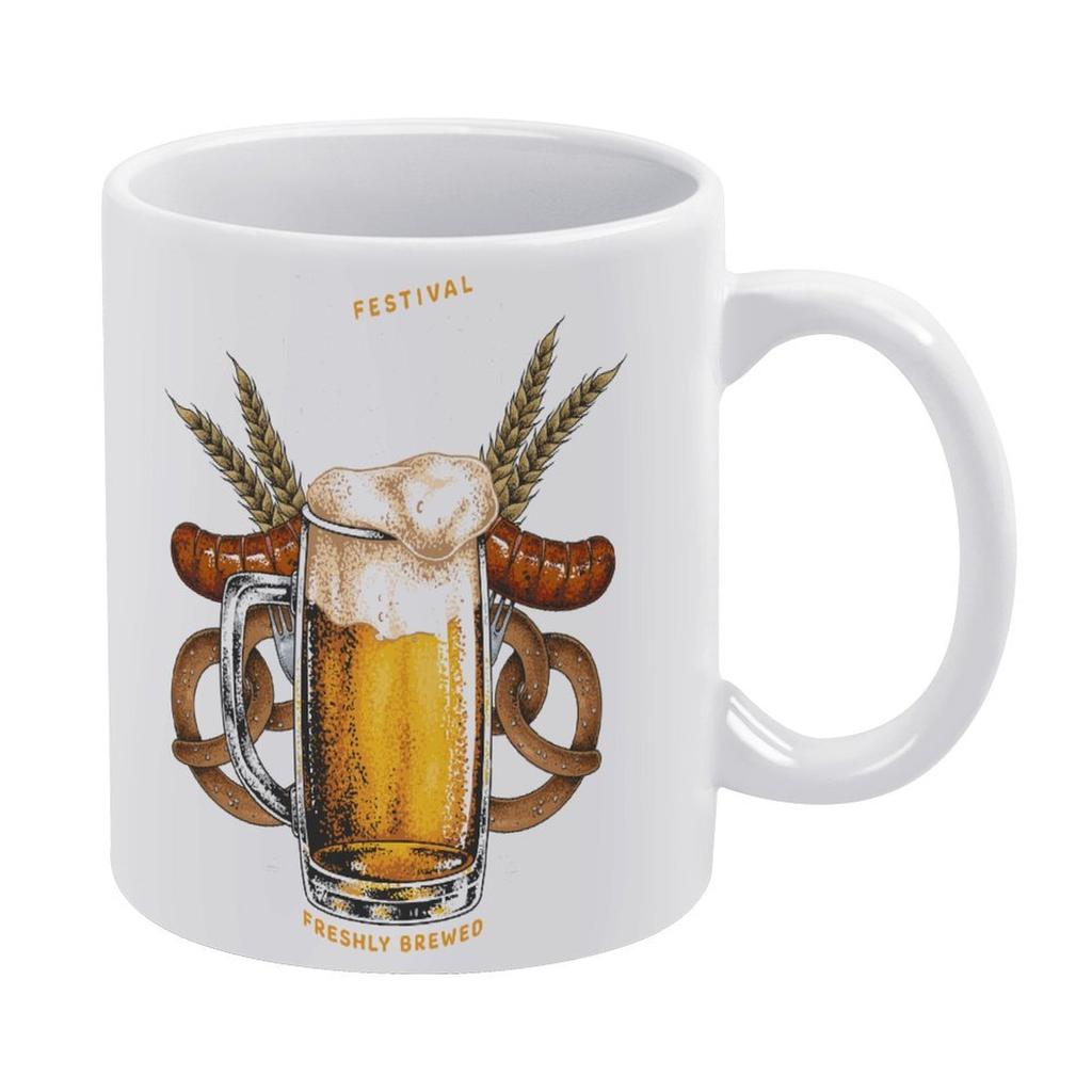 1pc 11oz Ceramic Mug with Double-Sided Print for Beer Enthusiasts, Daily Drinking Cup for Coffee or Tea, Ideal Gift for Parties