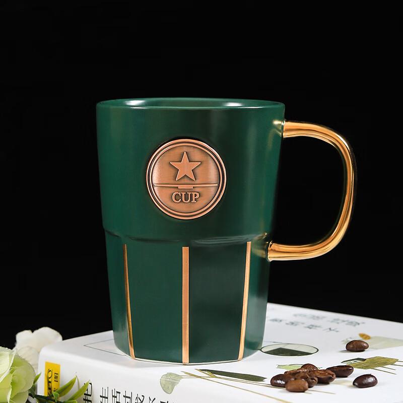 

Gold-Rimmed Striped Ceramic Coffee Mug