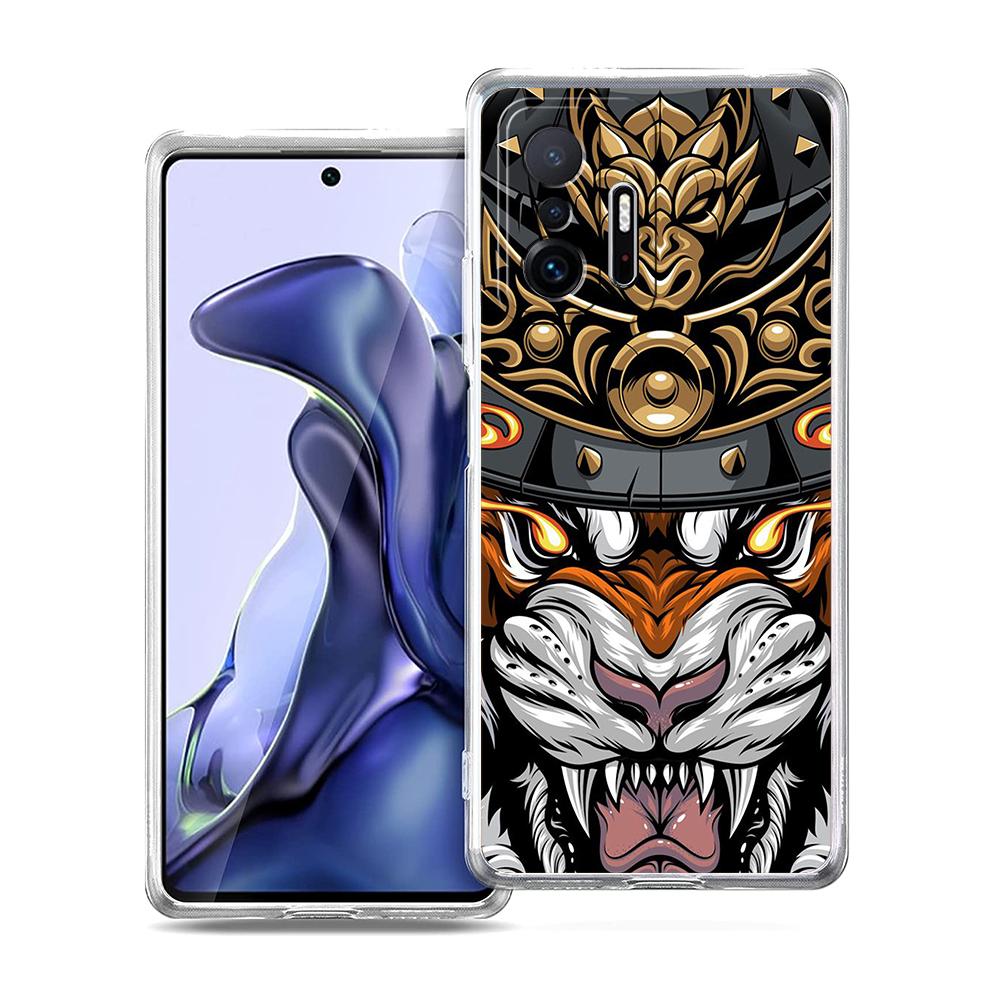 Transparent Phone Case for Xiaomi Mi 14 13 12 11 Ultra 13T 12T 11T Poco X3 NFC F3 F6 Pro Soft TPU Shell Japan Samurai Oni Mask