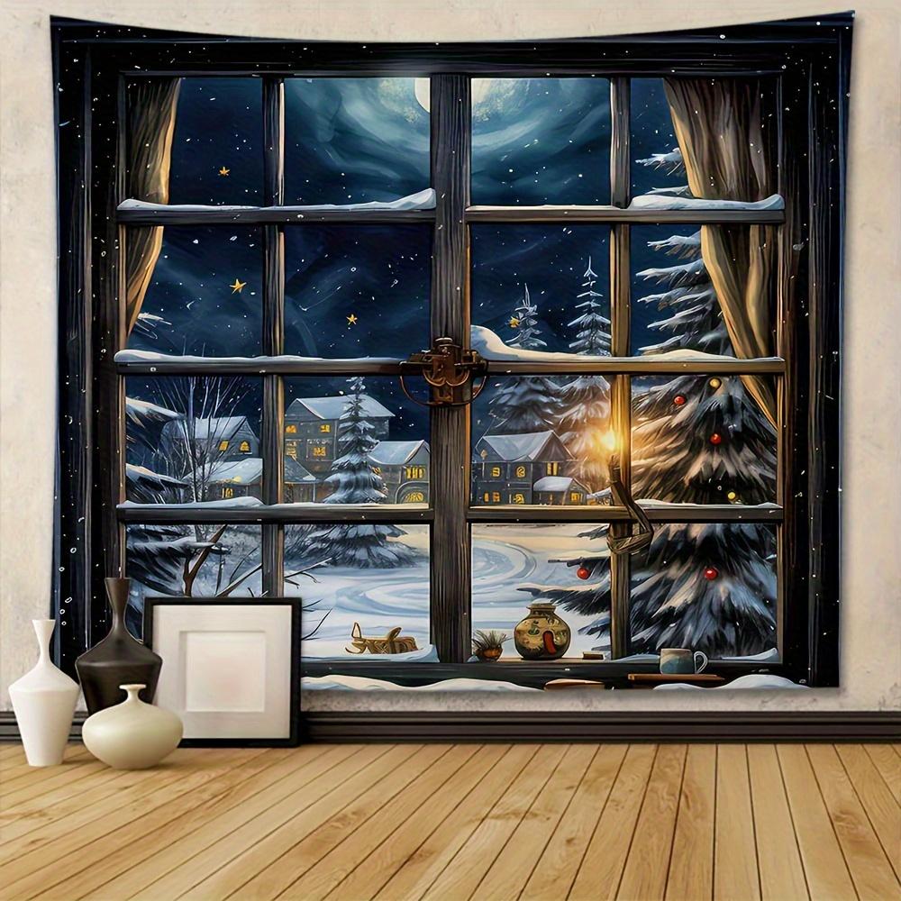 Christmas Sky And Snow Scene Wall Hanging Tapestry Christmas Wall Hanging Tree Wall Hanging Gorgeous Christmas Tree Fireplace Gifts
