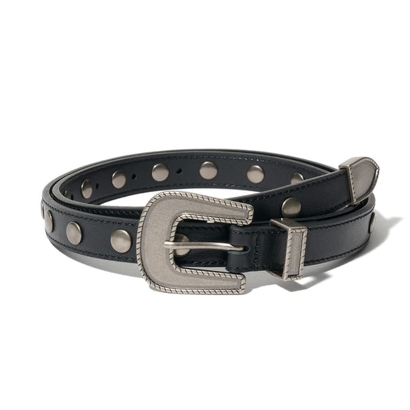

Маска BL024 Кожаный ремень Slim Lockstud Черный Buckle_Vintage Silver_Strap_Black_L