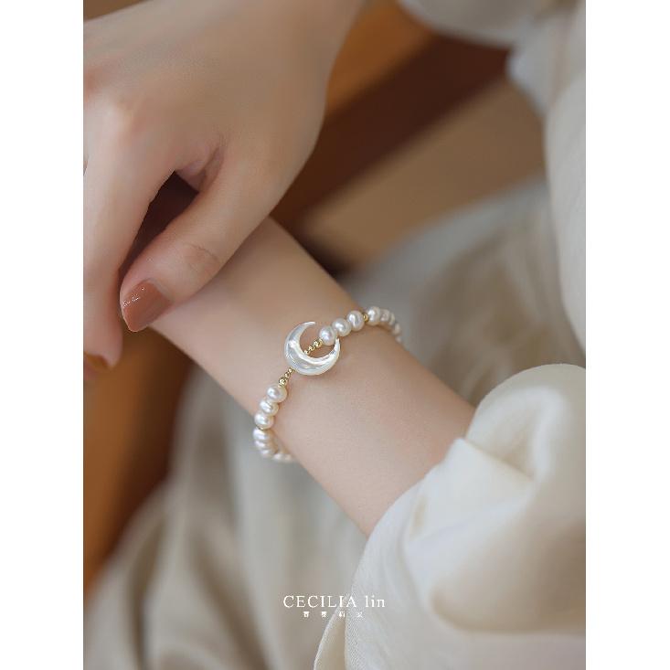 

Youthful and youthful freshwater pearl bracelet Moon Shell14K Gold-plated light luxury design bracelet Moon Shell，Approximatel