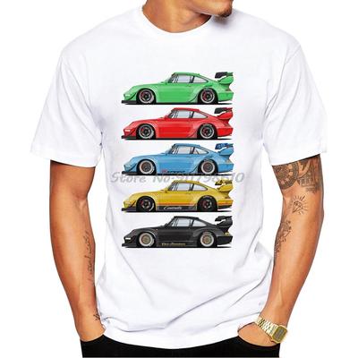 Vtipné tričko s potiskem auta v barvách duhy RWB Vintage Letní Pánské Krátký Rukáv Staré 993 Hypercars Klasické Bílé Ležérní Top Hip Hop Chlapecké Tričko