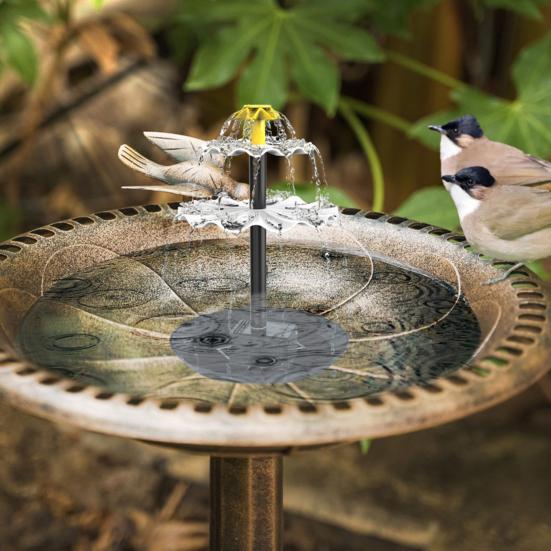 Solar Bird Bath Fountain Three-Tiered Cascade Fountain Solar-Powered Water Fountain for Outdoor Bird Bath Feeder Garden Terrace Decor