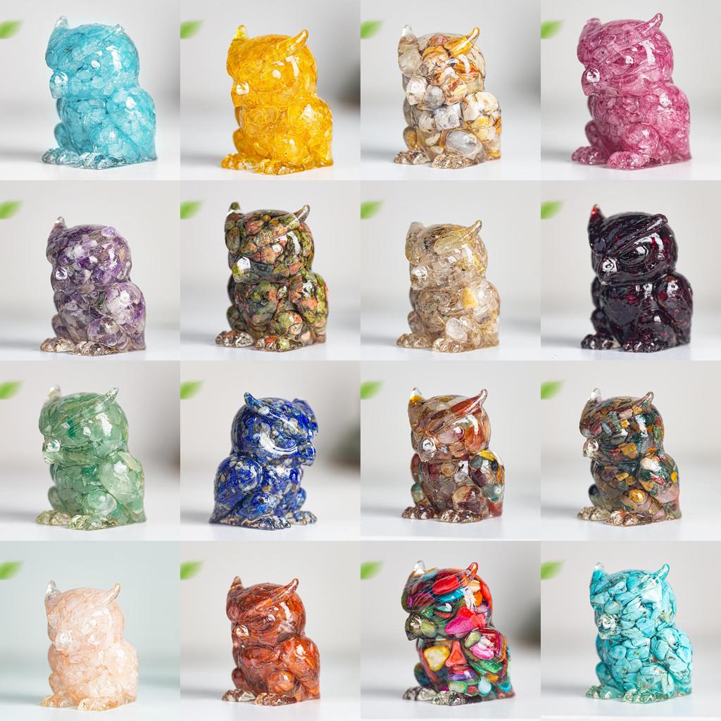 Resin Crystal Owl Figurine Home Decor Gift For Animal Lovers