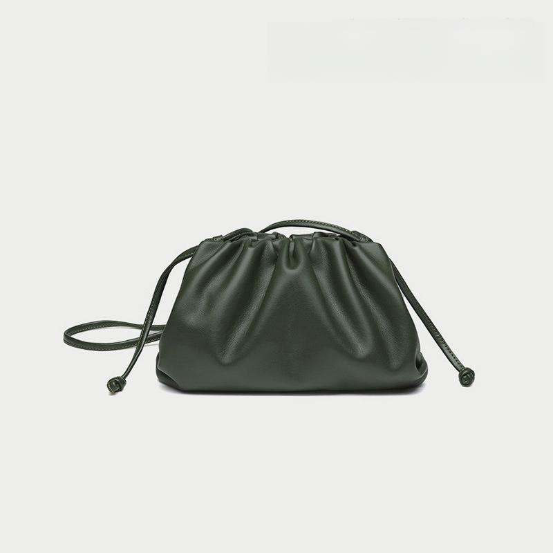 Burgundy Ruched Cloud Bag Women's Chic Underarm Dumpling Purse