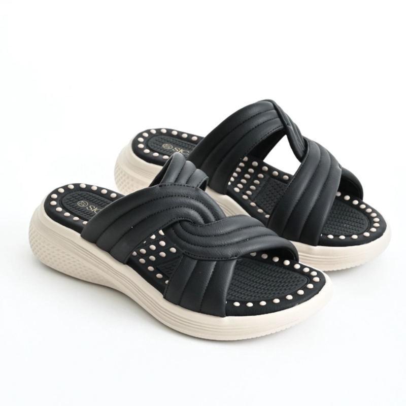 Women s Thick-Soled Height-Increasing Black Cross Strap Open-Toe Summer Sandals, 2025 Edition EU 36 чёрный