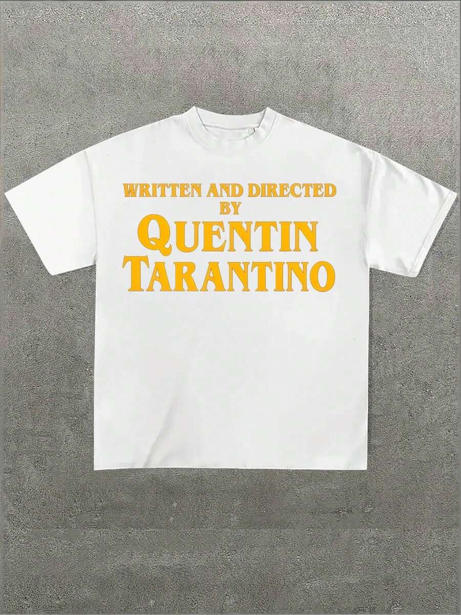 Retro Quentin Tarantino Written And Directed By Film Credit Typography Print Graphic TeeCasual S