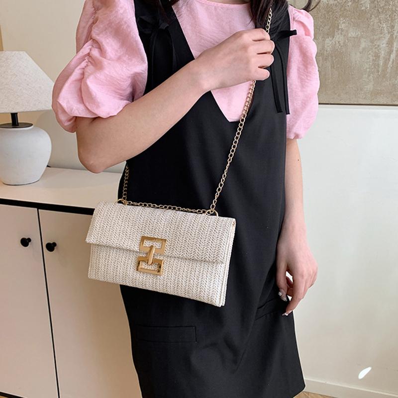 Damen Handtasche Mobile Geldbörse Sommer Strand Böhmischer Stil Handtasche Gewebte Kette Crossbody Schultertasche für Mädchen