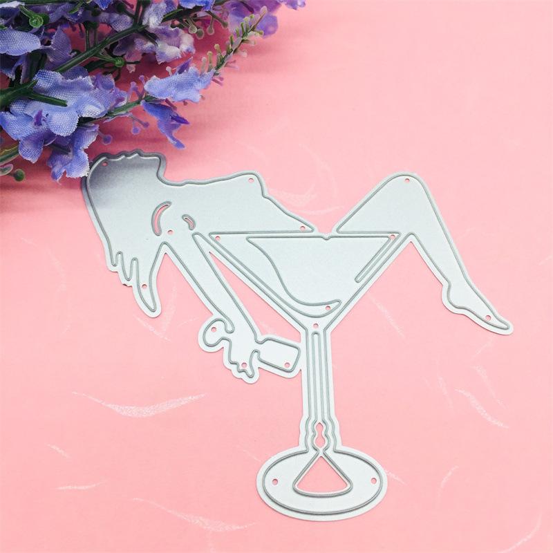 The Girl In the Cocktail Glass Metal Steel Cutting Dies Stencils Scrapbooking Craft Die 3D DIY Festival Card Making