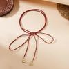 Vintage Red Velvet Bowknot Choker Necklace for Women Elegant Weave Knotted Bowknot Long Rope Layered Chain Y2K Sexy Jewelry Gift
