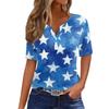 Women's T Shirt Tee Independence Day Print Button Short Sleeve Daily Weekend Fashion Basic V-Neck Regular Top
